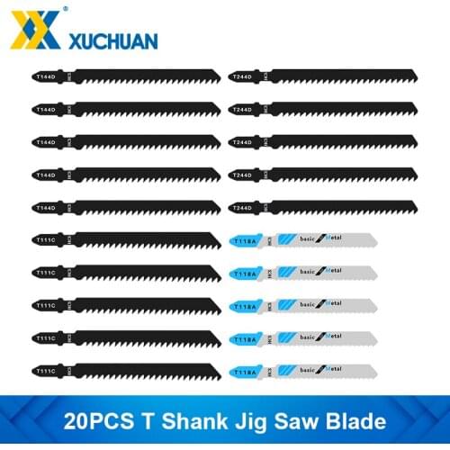 20PCS Jig Saw Blade T Shank Reciprocating Saw Blade for Plastic Wood High Carbon Steel Jigsaw Blade Saber Blades