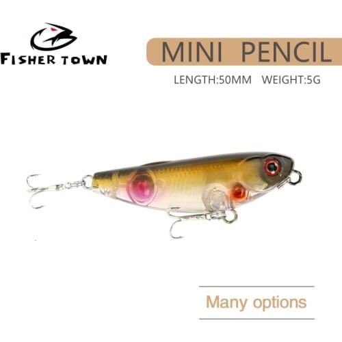 Fisher Town Mini Floating Pencil Lures 5g/50mm Swimbait Artificial Fake Hard Bait Z-shaped Dog Stroke Fishing Tackle Depth