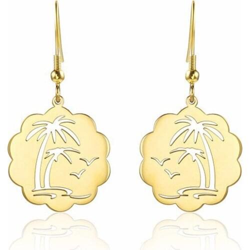 RIR Minimalist Coconut Tree Seagull Seaside Shape Earrings Summer Landscape Ladies Jewellery Earrings Gift For Women