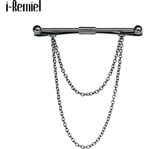 Fashion Shirt Collar Stay Pins Brooch Metal Chain Tassel French Tie Pin Scarf Buckle Clip Gentle Men Male Jewelry Accessories