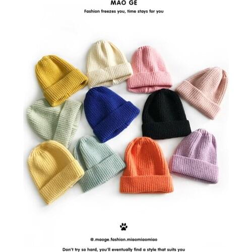 Fashion Casual Winter Hat Kids Hats Boys Girls Knitted Warm Skullies Beanies Candy Color Children Baby Hats and Caps Accessories