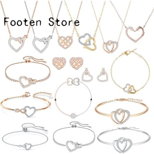 SWA Fashion Ladies Jewelry Charming DEAR Set Jewelry Heart Set Lady Necklace Bracelet Romantic Gift Jewelry For Women