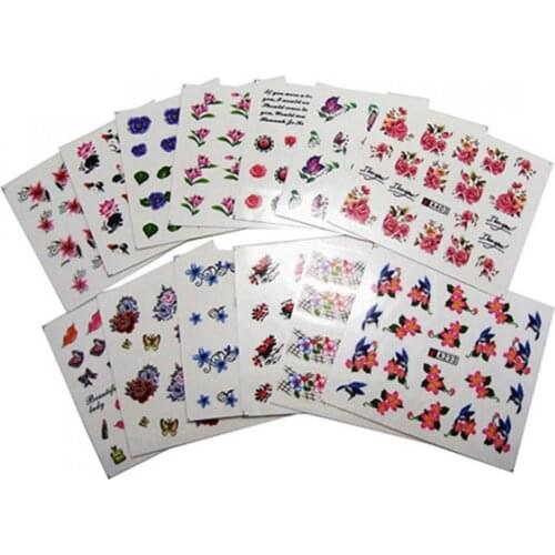 50 Sheets/Set Nail Sticker DIY Nail Art Lovely Flower Heart Pattern Water Transfer Decal Decoration Manicure Nail Decals