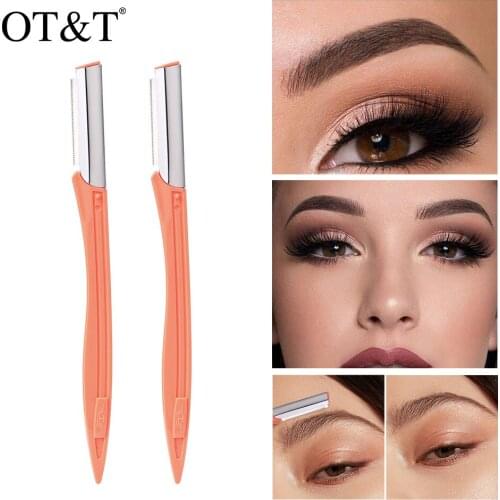 OT&T 2 PCS Eyebrow Trimmer Tools Makeup Female Eyebrow Razor Woman Facial Eyebrow Shaver Epilator Beauty Makeup Tools