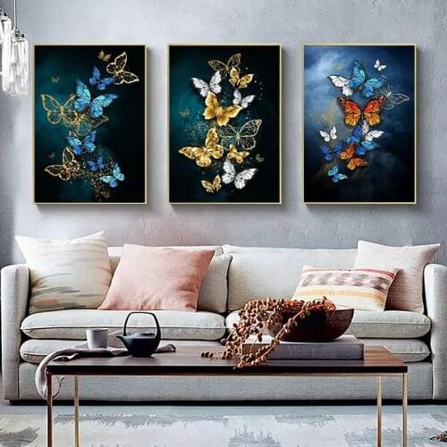 Color Butterfly Nordic Style Poster Canvas Print Minimalist Abstract Wall Art Painting Decorative Picture Modern Home Decor