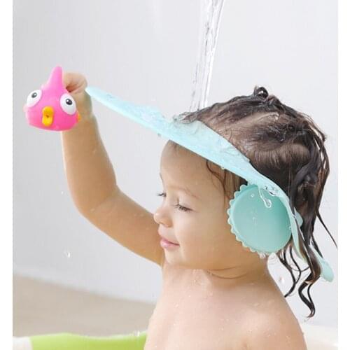 Adjustable Silicone Baby Shower Cap Kids Bath Visor Hat Protect Eyes Ears Hair Wash Shield for Children Waterproof Cap