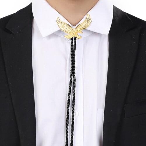 Retro Style Flying Eagle Bolo Tie Western Necktie Leather Cord String Necklace