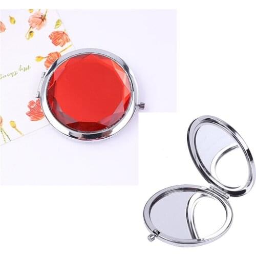 Luxury Crystal Makeup Mirror Portable Round Folded Compact Mirrors Gold Silver Pocket Mirror Making Up for Personalized Gift