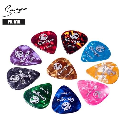 Smiger 10Pcs/Set Guitar Picks PK-A10 Random Size Plastic Guitar Pick Up Celluloid Picks For Guitar Capo