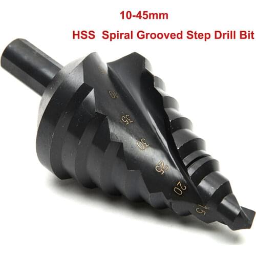 10-45mm HSS Titanium Coated Step Drill Bit Industrial Reamer Metal Hole Saw Triangle Shank Spiral Grooved Core Drill Bits