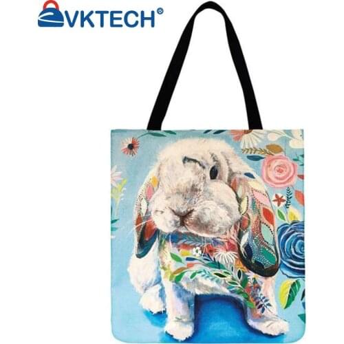 Dog flowers Printed Shoulder Shopping Bag Casual Ladies Large Capacity Tote Handbags