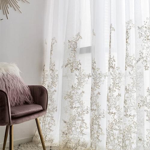 Light Luxury Heavy Industry Embroidered Window Screening Princess Wind Cloth Gauze One Curtains for Living Dining Room Bedroom