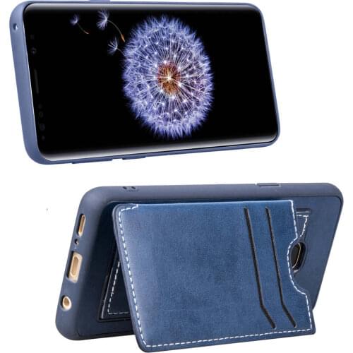 VNSTRIP Blue Leather case with Kickstand and Card Pocket for Samsung Galaxy S9 PU+TPU Case For Samsung with Card Storage Case