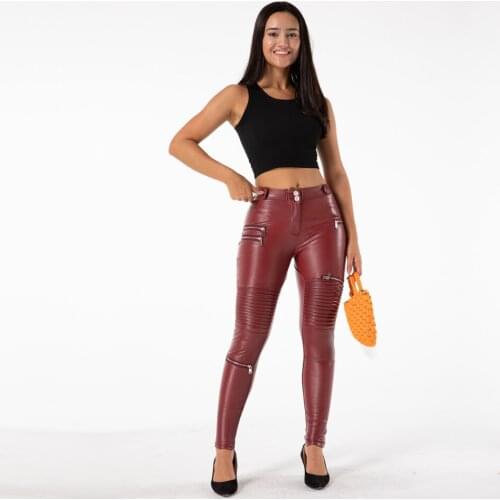 Shascullfites gym and shaping Leatherette Pants Wine Red Womens Wet Look Pants Fleece Lined Leggings With Zippers Motorcycle