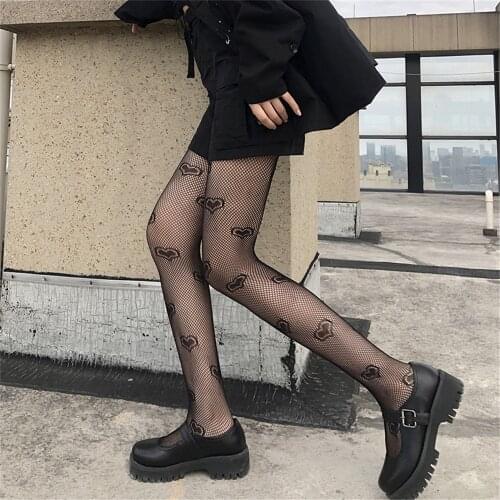 Women Black Hollow Out Jacquard Sexy Tights Fishnet Stockings Pantyhose Underwear