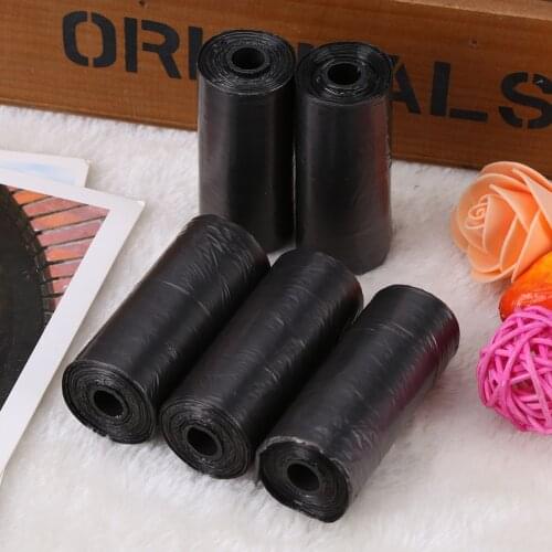 Portable 10 Rolls/150Pcs Plastic Pet Dog/Cat Poop Waste Bags 33 * 22cm Outdoor Durable Trash Cleaning Bag Black