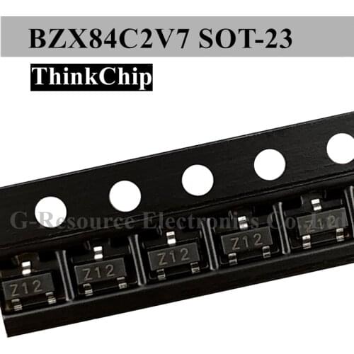 100pcs) BZX84C2V7 SOT-23 SMD Voltage Stabilized Diode 2.7V (Marking Z12)