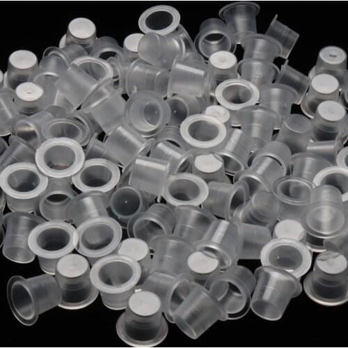 100pcs Disposable Tattoo Ink Holder Cups Medium Caps White Plastic Pigment Supplies Permanent Tattoo Accessories