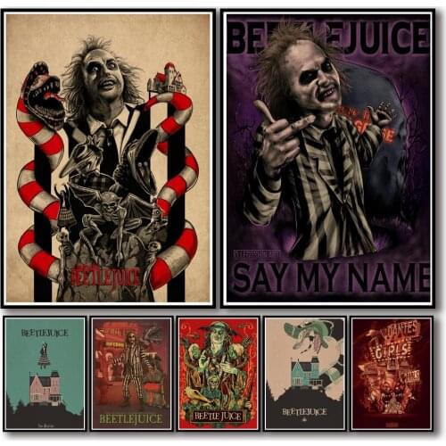 27 Designs Beetlejuice Kraftpaper Poster Alternative Art Painting Funny Wall Sticker for Coffee House Bar
