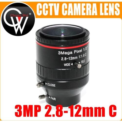 3Mega Pixel F1.6 HD 2.8-12mm Lens C Mount Manual Varifocal Focal IR 1/2" 1:1.6 for Security CCTV IP Camera