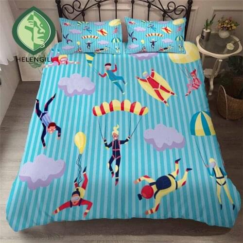 HELENGILI 3D Bedding Set Paragliding Print Duvet Cover Set Bedclothes with Pillowcase Bed Set Home Textiles #YC