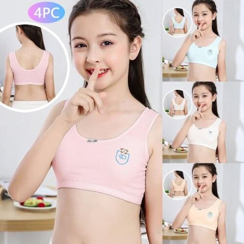 4PC Mixed colors Kid Girls Underwear Foam Bra Vest Children Underclothes Sport Undies Clothes лифчики для девочек kids bra M4