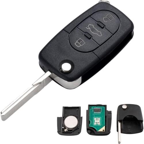 433Mhz 3 Button Car Remote Key For Audi A6 TT 4D0837231K Flip Fold Car Key Fob Shell Case ID48 Chip Auto Replacement Key Shell