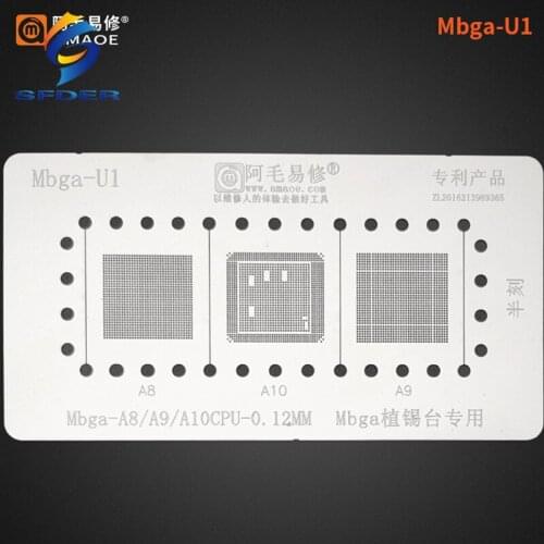 AMAOE BGA Stencil Reballing Mbga-U1-Mbga-U4 For Phone A8/A9/A10/A11/A10/A13 CPU Reballing Tin Plant Net Solder Heat Template