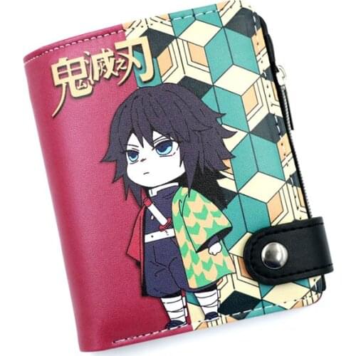 Anime Demon Slayer Soft Button Wallet Tomioka Giyuu Zipper Coin Card Purse