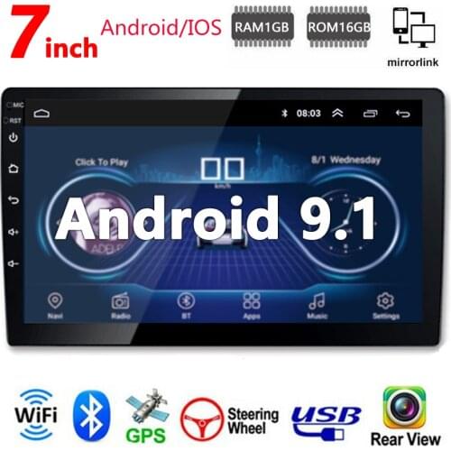 7200 Android 9.1 7inch Car Stereo 2 Din FM GPS Navigation Mirror Link Radio Player WIFI Bluetooth Aux Input Autoradio MP5 Player
