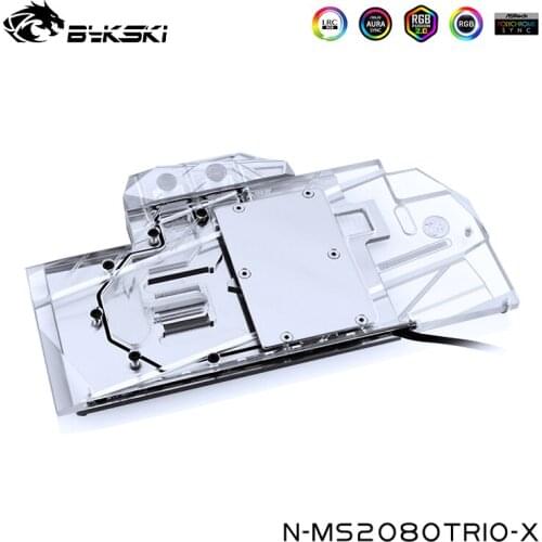 Bykski Water Cooling Block Compatible MSI Geforce RTX 2080 GAMING X TRIO,GPU Block,Support Mobo Control ,N-MS2080TRIO-X