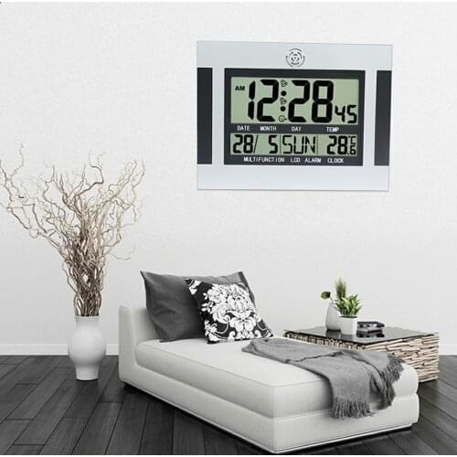 Large Digit LCD Display Clock Calendar Day Month Year Battery Power