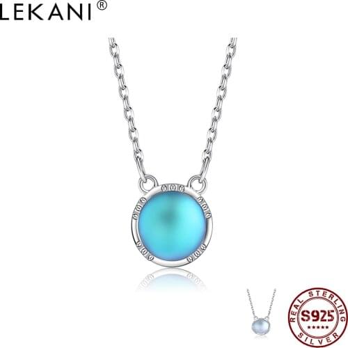LEKANI Aurora Pendant Necklace Halo Crystal Gem S925 Sterling Silver Fashion Necklace Womens Elegant Anniversary Gift