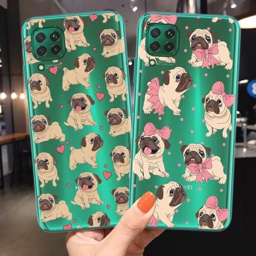 Cartoon Pug French Bulldog Phone Cover Case For Huawei P10 P20 P30 P40 Lite E Pro Honor 10 20 Lite 10i 8C 8X 9X Pro TPU Shell