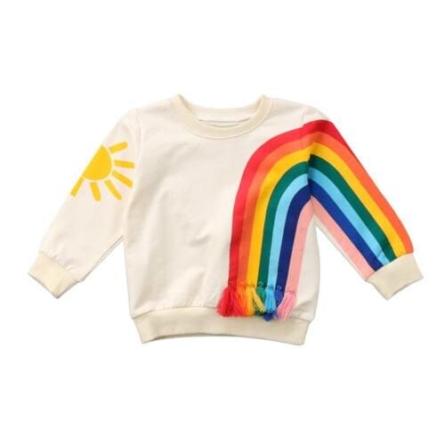 Baby Girl Kid Rainbow T-Shirt Tops Clothes Long Sleeve Sweater Sweatshirt T-Shirts