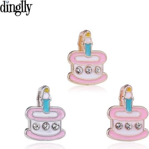 Dinglly 3 Color New 10mm Shiny Birthday Cake Beaded Charm Fit Mesh Bracelets For Women Child Fine Jewelry Accessories Bead