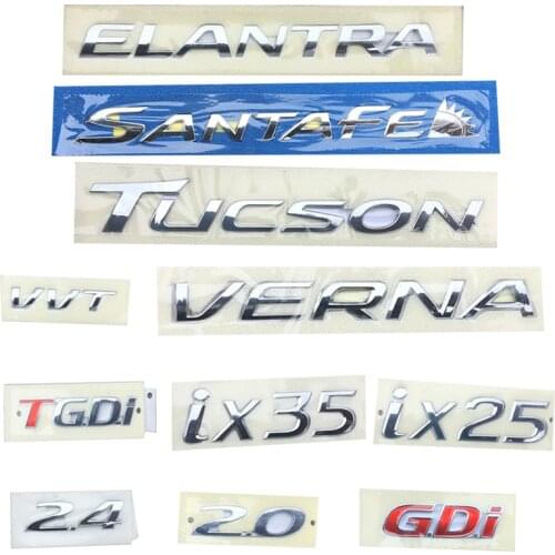 For Hyundai Ix25 IX35 Verna Tucson Santafe Elantra 2.0 2.4 GDI TGDI VVT Trunk Letter Logo Badge Emblem Sticker Car Accessory