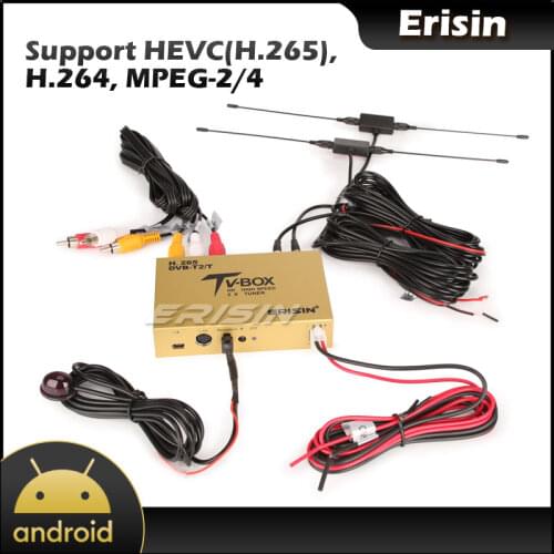 Erisin ES338 Car Mobile Digitale TV Box HDTV DVB-T2 Receiver HEVC H.265 H.264 HDMI USB 160km/h