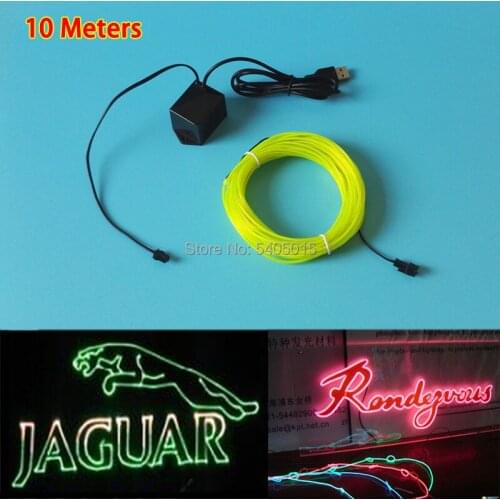 10 Meters 2.3mm by 5VUSB Hot Sale Flexible EL Wire Rope Tube LED Strip Neon Light 10 Colors Choice For Holiday DIY Decoration