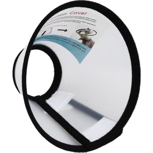 Elizabethan Dog Cat Pet Wound Healing Cone E- Collar White with Black