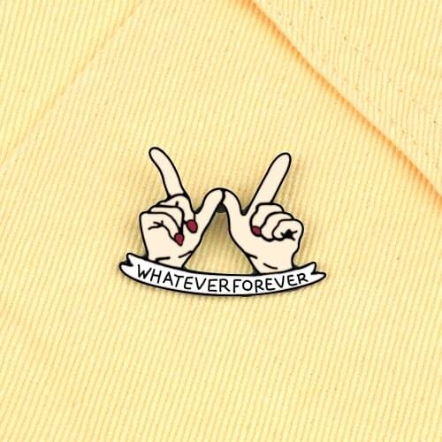 Creative WHATEVER FOREVER Finger Brooch Free Heart Cartoon Enamel Pins Fashion Jewelry Metal Badge Lapel Pin Denim Gifts Friends