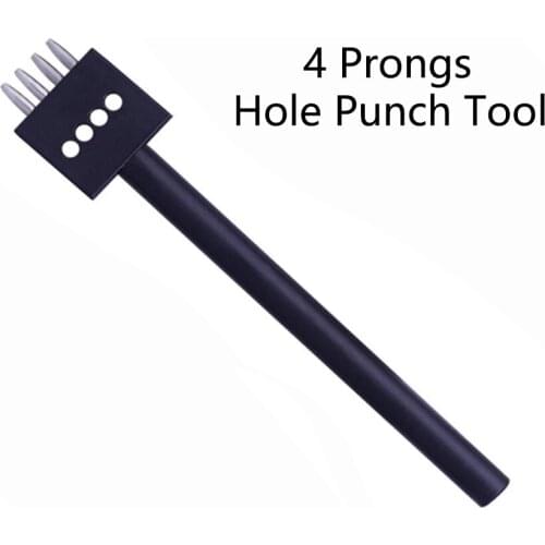 LMDZ 1Pcs Black 4 Prongs 4mm Hole Punch Tool,Polished, Smooth and Durable Handle for Your Leather DIY Tool and Handmade Craft