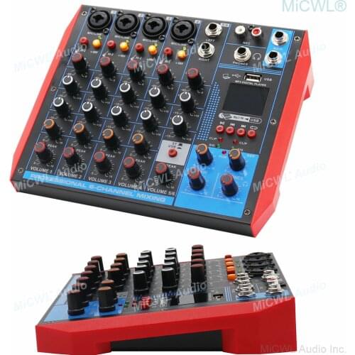 MG6-USB Portable Mixer Computer Live USB Bluetooth Mixing Console Audio Card 4 6 8 Channel Microphones 48V Switch