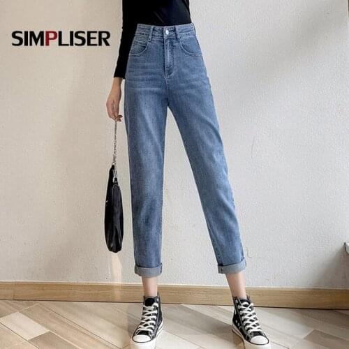 Fashion Women Jeans Pants High Waisted Stretch Female Harem Pants Plus Size 31 Ladies Mom Jeans Grey Blue Jean Boyfriend Femme