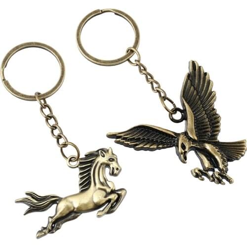 WANGAIYAO2021 Fashion Simple Wild Couple Keychain Pegasus Eagle Anchor Love Men and Women Key Chain Car Bag Pendant Jewelry