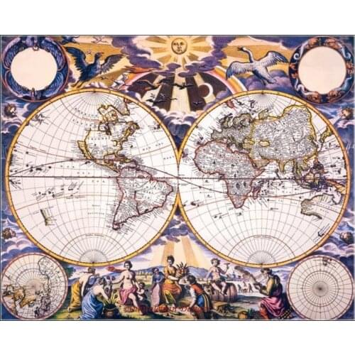 Embroidery Counted Cross Stitch Kits Needlework - Crafts 14 ct DMC color DIY Arts Handmade Decor - Double Hemisphere World Map