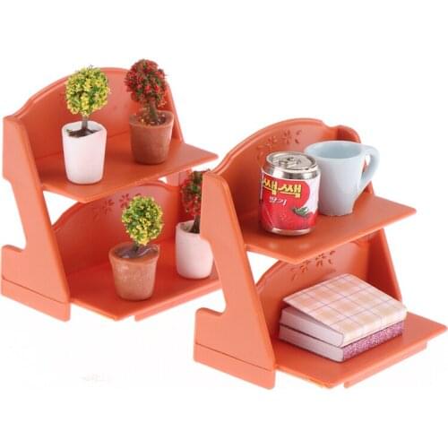 New Arrival 1:12 Dollhouse Shelf Flower Stand Potted Plants Bookshelf Book Cup Drink Set