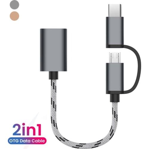 New 2 In 1 Type-C OTG Adapter Cable For Samsung S10 S10 Xiaomi Mi 9 Android MacBook Mouse Gamepad Tablet PC Type C OTG USB Cable