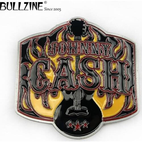 The Bullzine wholesale Johnny cash belt buckle with pewter finish FP-02655-2 suitable for 4cm width belt