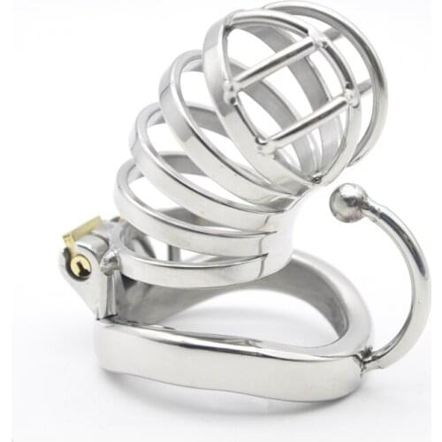 Penis Exercise Stainless Steel Male Chastity Large Cock Cage with Base Arc Ring Devices Penis Rings Adult Sex Toys C274